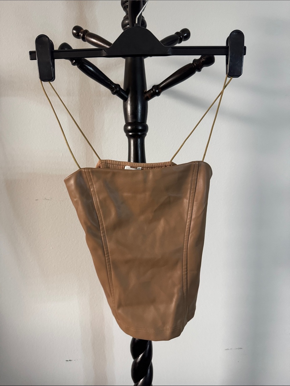 Heartloom Tan Faux Leather Strapless Bustier Top 2.L4